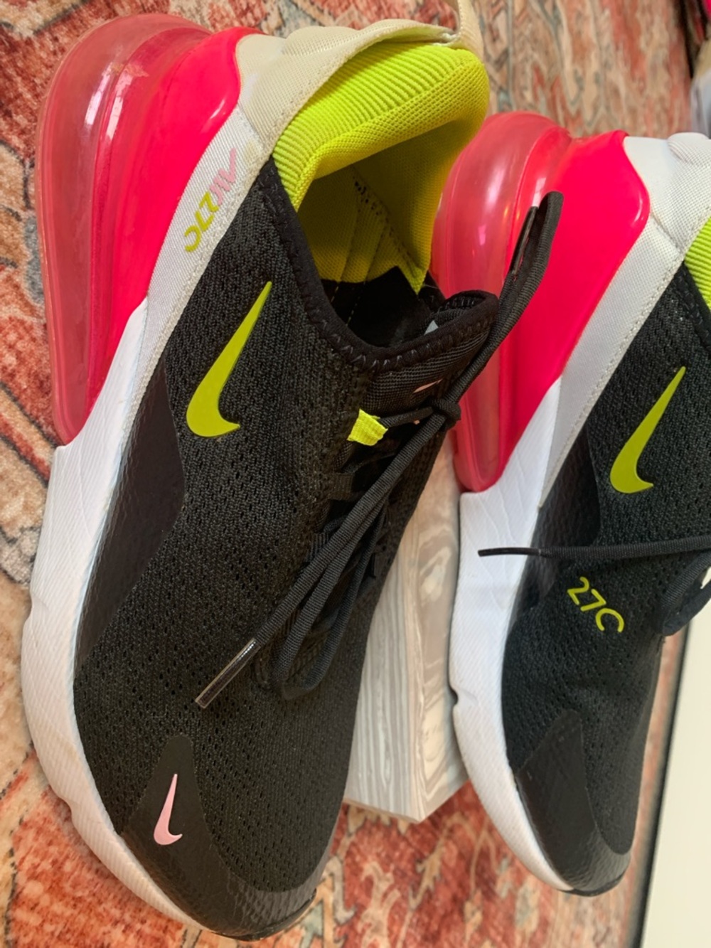 Nike Women's Black Running Sneakers with Pink & Neon Yellow Highlights - Picture 4 of 6